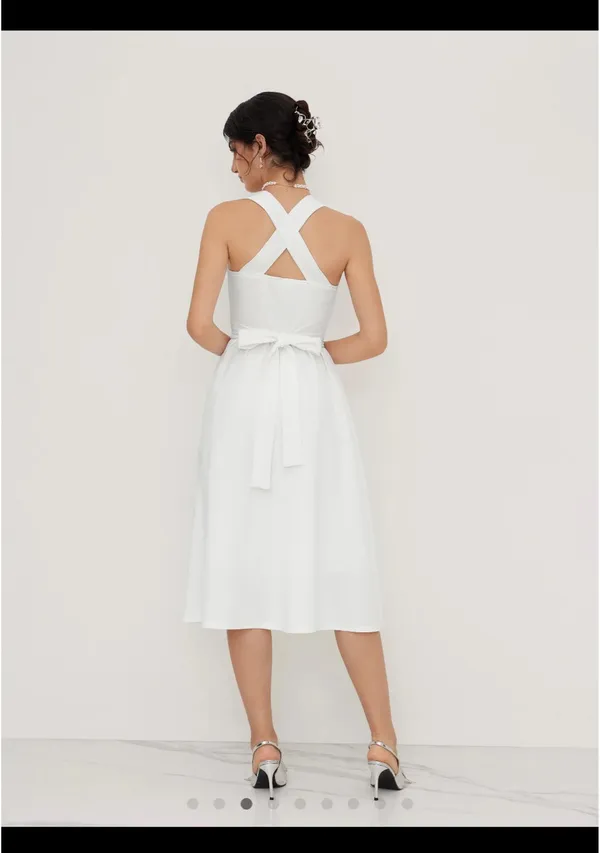 White Square Neck Dress - Image 5