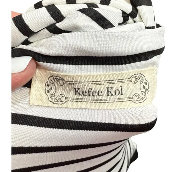 Kefee Kol Nursing Poncho Cover Up Black White Stripes‎ - Image 11