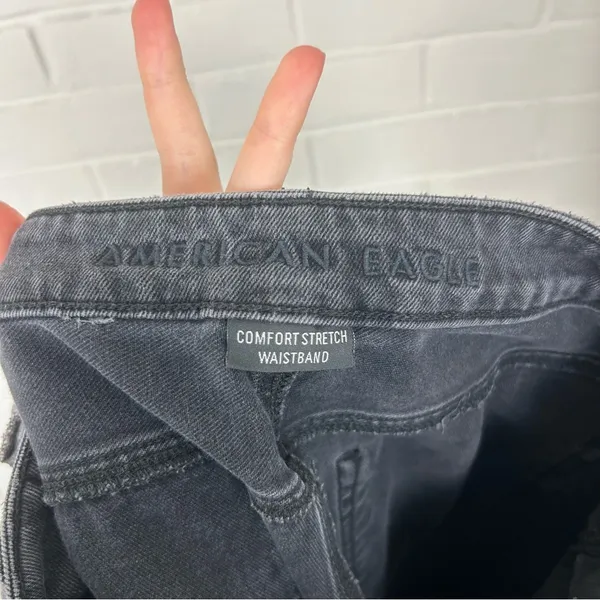 American Eagle Black Distressed Denim Mom Jeans Size 10 - Image 2