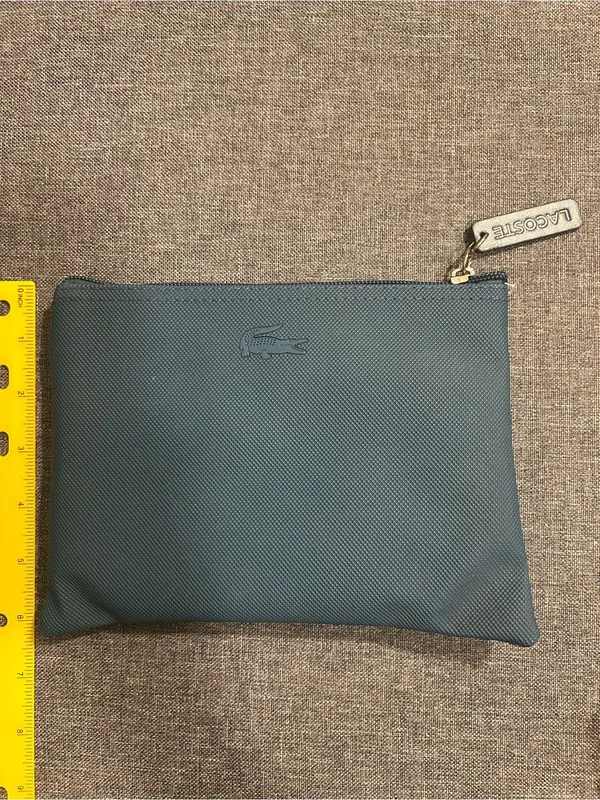 Lacoste Zip Pouch in Slate Gray-Blue - Image 4