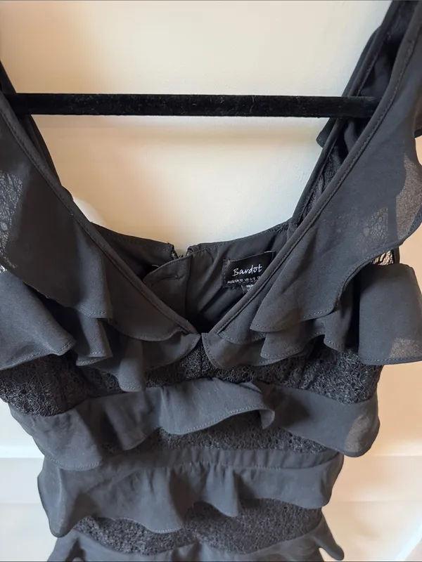 Bardot Black Ruffle Mini Dress - Image 5
