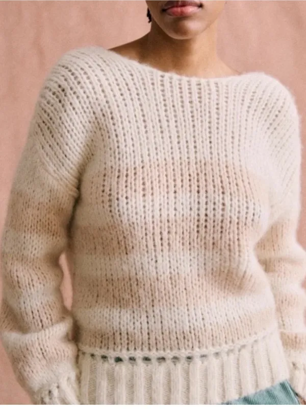 Sezane Lysandre Knit Jumper Sweater in Ecru Camel size Medium $198 - Image 3