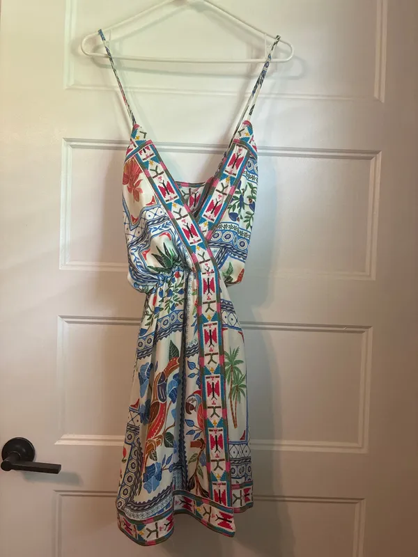 Farm Rio tropical tile mini dress - Image 2