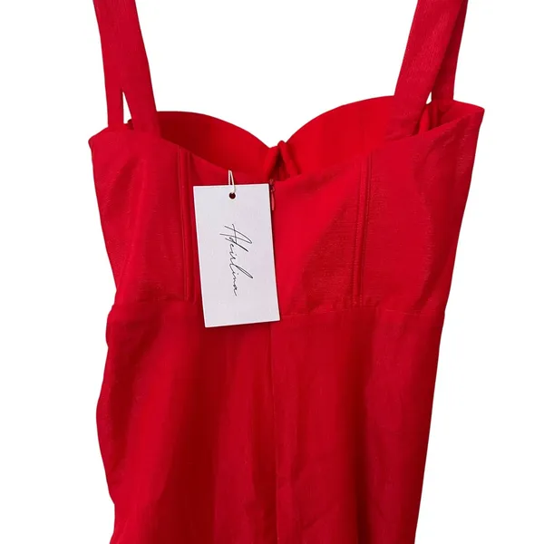 ADEIRLINA Its Showtime Corset Ruched Midi Dress Red NWT XS‎ - Image 5