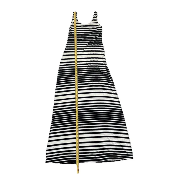 Merona Women's Striped Maxi Dress S Black Cream Stretch Resortwear Summer Casual - Image 6