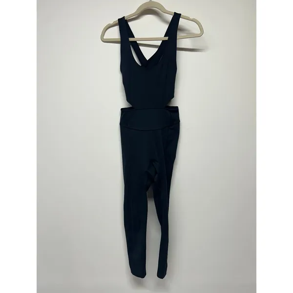Free People Movement Back It Up Jumpsuit Black‎ Cut Out Size Small Yoga Athletic - Image 2