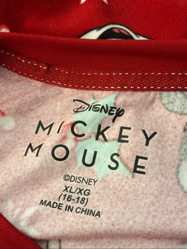 Disney Red Mickey Mouse Christmas Holiday Long Sleeve Pajama Top Size XL - Image 3