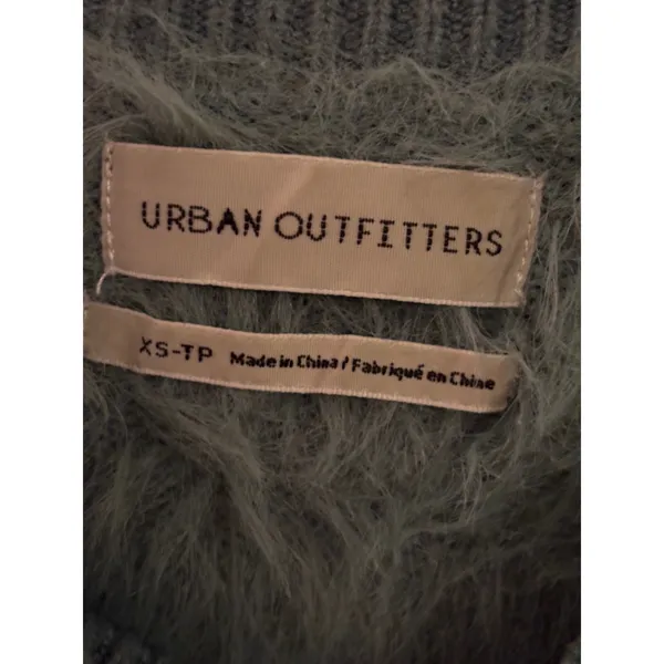 URBAN‎ OUTFITTERS Fuzzy Textured Crew Neck Sweater Teal Blue XS TP - Image 3