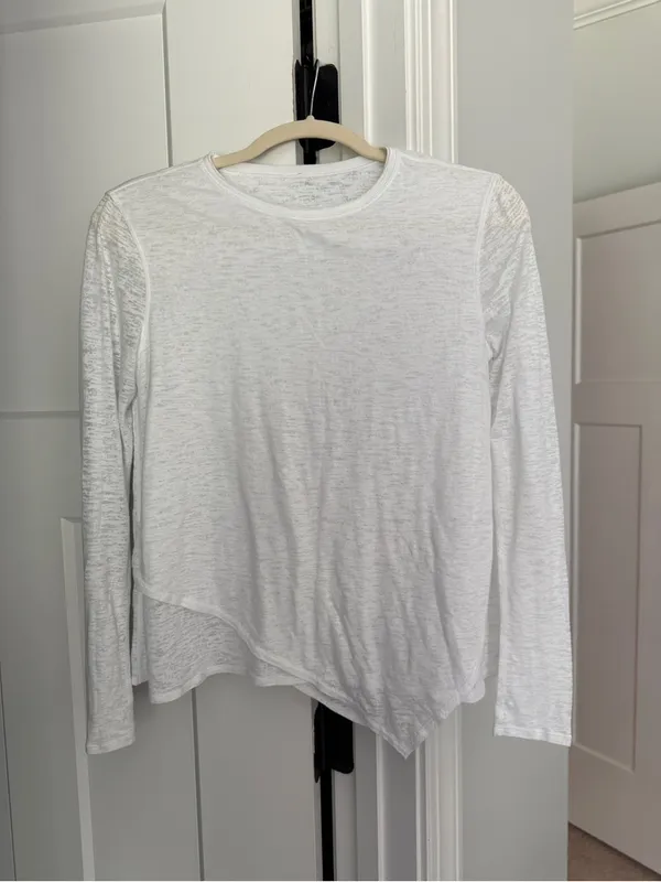 Lululemon‎ Sweetest Day Long Sleeve Burnout White asymmetrical hem top - Image 2
