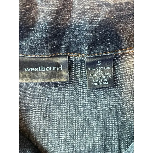Westbound Womens Small Denim Vest Blue Button Front Stretch Pockets Classic - Image 3