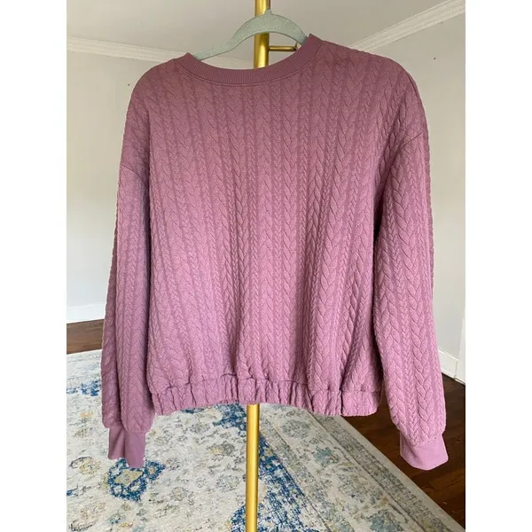 A New Day Quilted Cable Knit Sweatshirt Quiet Luxury Parisian Cozy Pullover Y2K - Image 2