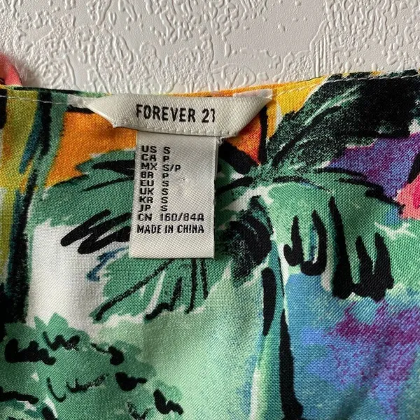 Forever 21 Tropical Mini Dress Small Vacation Sundress Y2K - Image 4