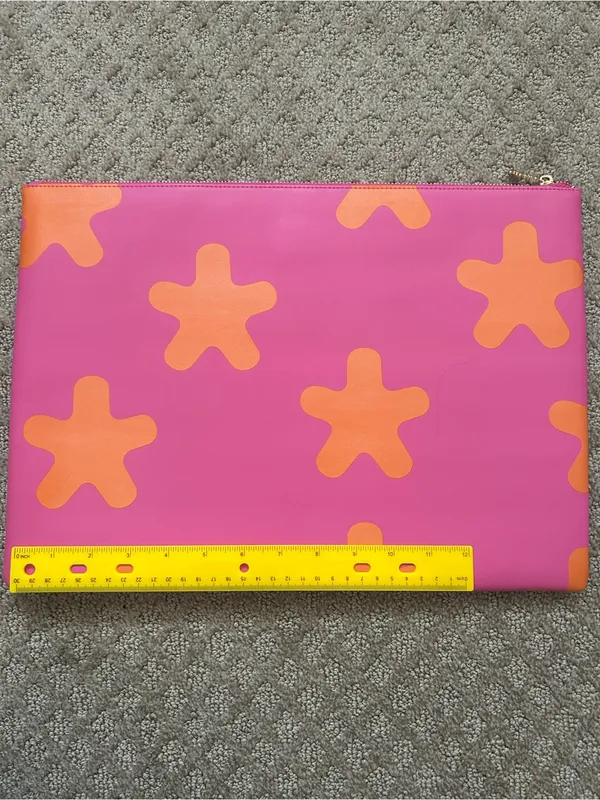 Pink and Orange Patterned Tablet laptop Sleeve with Zip Closure - Image 3
