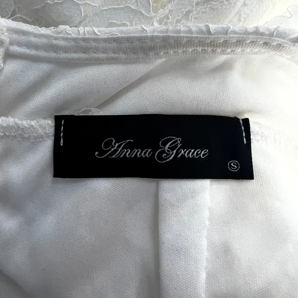Anna Grace Floral Lace Graduation Mini Dress Open Back White Romantic Size S - Image 5