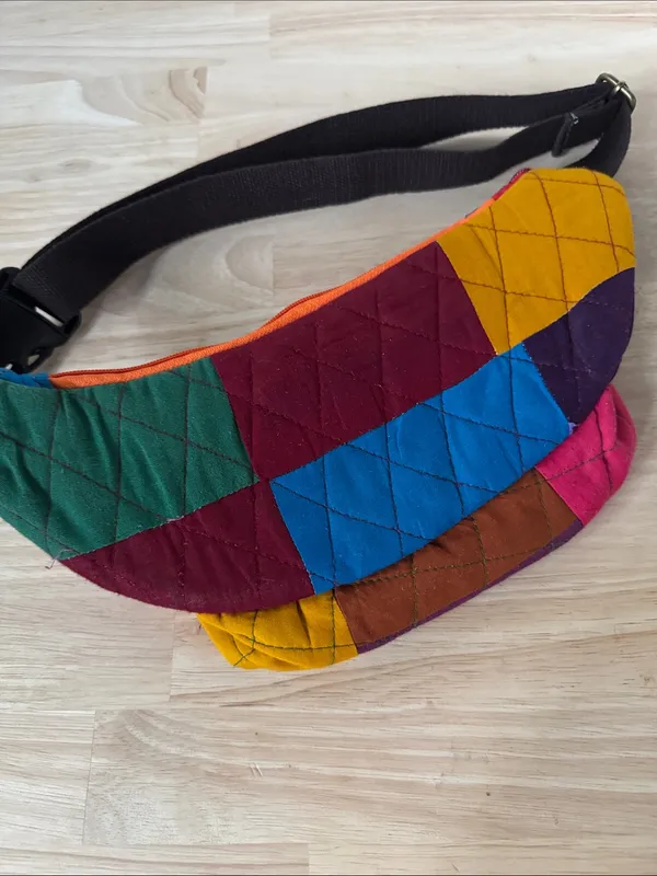 Upcyclie Colorblock Quilted Patchwork Crossbody Belt Bag - Image 4