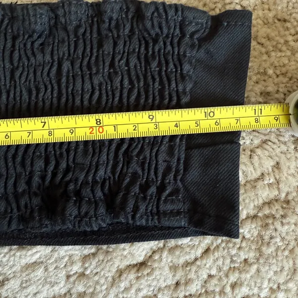 WeWoreWhat Smocked Black Bandeau Top Zip Hook Eye Back Closure‎ Sz XS NWT - Image 9