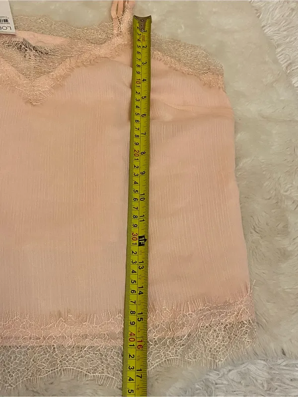 Loft Women's Pink Lace Trim Cami camisole Lace v-neck Tank Top new medium - Image 8