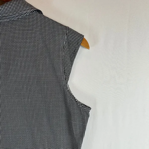 IBKUL Womens Black White Gingham Sleeveless 1/4 Zip Golf Polo Top Size M UPF50 - Image 10
