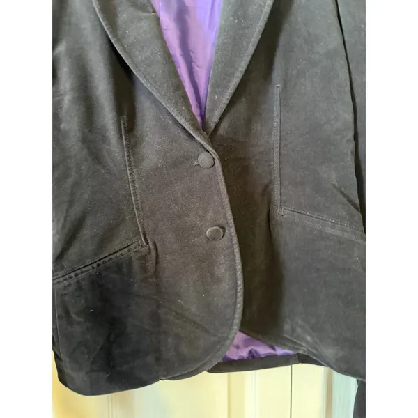 Ralph Lauren Polo Vintage 80s‎ Black Velvet Two Button Jacket Women's Size M - Image 7