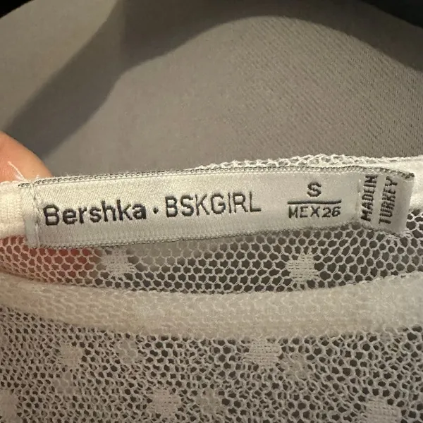Bershka White Sheer lace Dot Long Sleeve Top Layered Look Size‎ S - Image 2