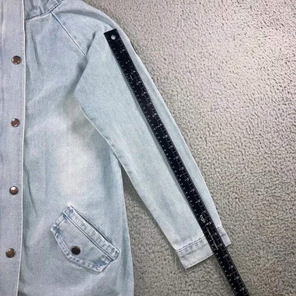 Oversized Denim Cargo Parka Jacket M Gorpcore Utility Field Coat Blue Light Wash Size M - Image 15