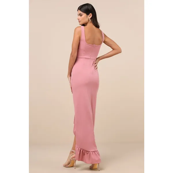 NWT Lulus Immaculate Excellence Pink Sleeveless Ruffled Tulip Maxi Dress Party L - Image 3