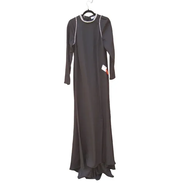 Mac Duggal 26612 Womens Raglan Long Sleeve Black Gown Dress - Image 5