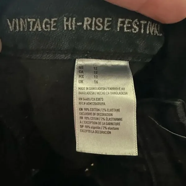 American Eagle black cutoff hi-rise size 12 festival denim shorts - Image 3