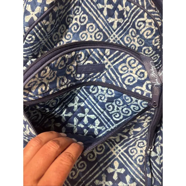Vera Bradley Cuban Tiles Campus Tech Backpack RETIRED Blue Laptop Compartment - Image 8