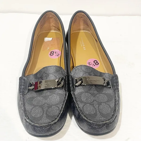 Coach‎ Size 8.5 Signature Olive Black & Grey Jacquard Loafers - Image 2