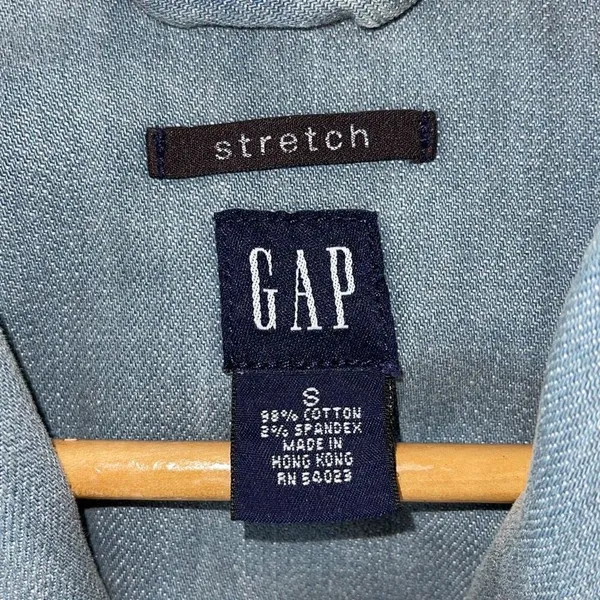 GAP Women's Denim Jean‎ Jacket Stretch Button Collared Long Sleeve Blue Small - Image 5