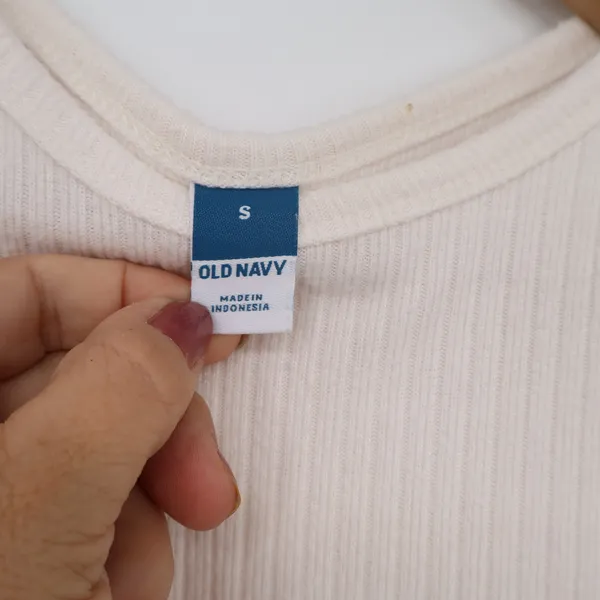 Old Navy Tank Top Womens S Ribbed Racerback Cream High Neck Cropped Excellent - Image 2