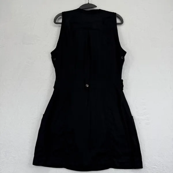 Free People Desert Daylight Utility‎ wrap mini dress Black Tencel Size M no belt - Image 7