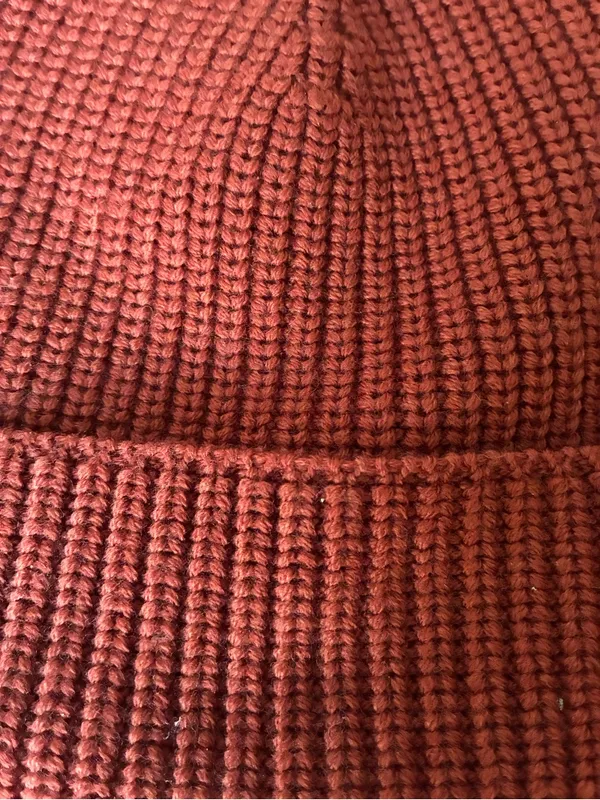 Coach Ribbed Wool Knit Beanie Hat, NWT, Rust - Image 3