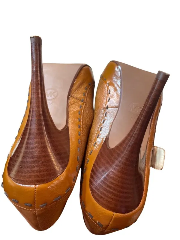 Michael Kors wms brown leather pebbled stilleto 5" heels shoes sz 8M SKU 10-404 - Image 8