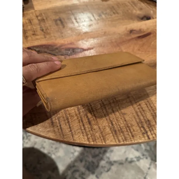 Authentic Gucci Vintage Tan Leather Clutch Wallet Jackie Clasp Italy‎ - Image 3