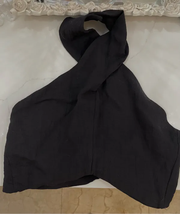 H&M Black Twist Halter Top With Open Tie Back - Image 2
