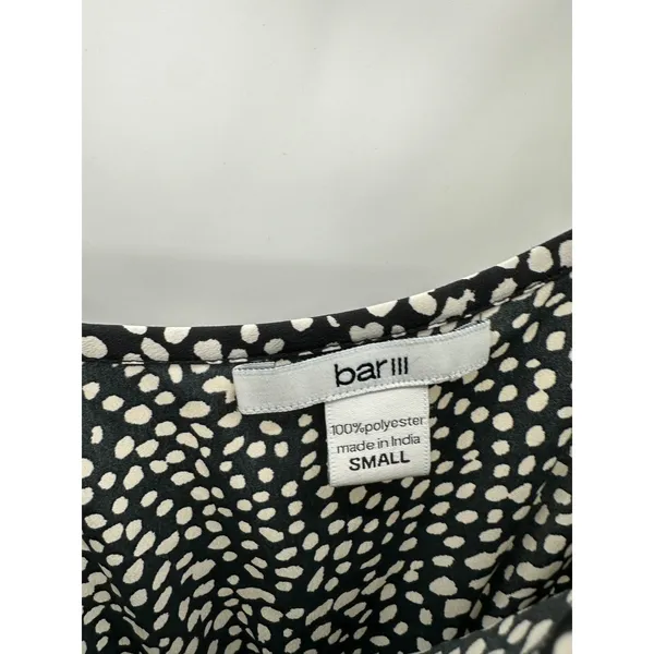Bar‎ III Jumpsuit Women SMALL Black Cream Polka Dot Sleeveless Pockets Romper - Image 7