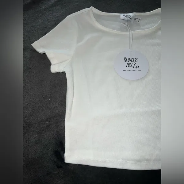 Princess Polly El Basico Cropped Tee in White Size 8 New with tag - Image 15