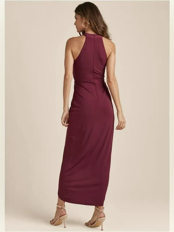 Venus Drape Maxi Dress in Burgundy Medium wedding guest bridesmaid - Image 2