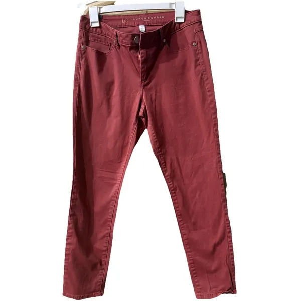 LC Lauren Conrad Skinny Jeans Women’s 10 Mauve Burgundy Stretch Pants - Image 2