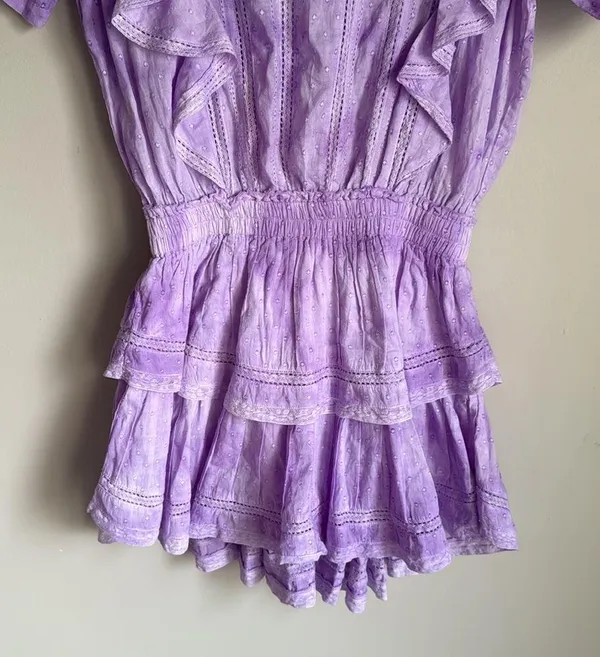 LoveShackFancy Natasha Ruffled Sleeve Tie Dye Mini Dress Small - Image 5