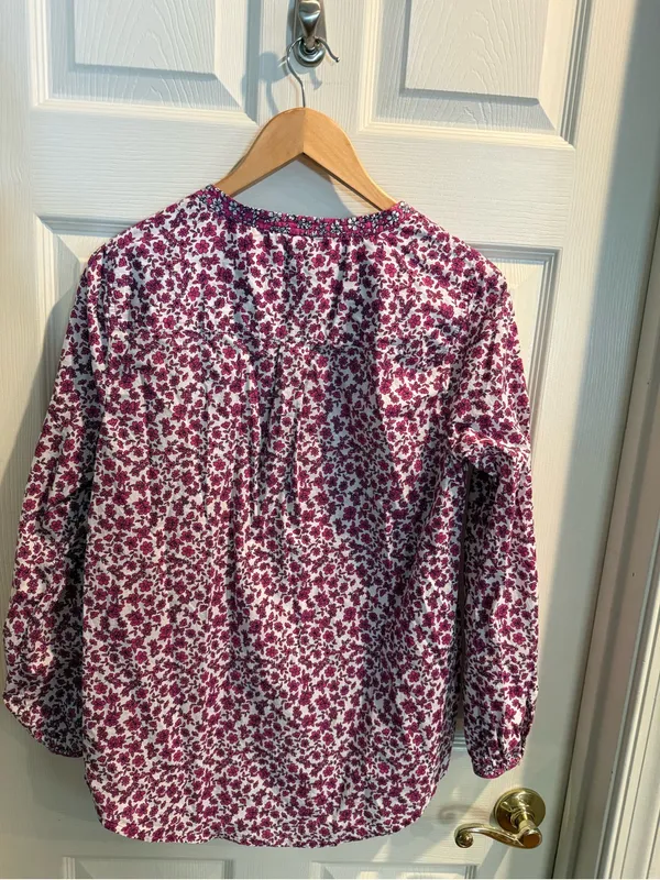 J. Crew Magenta Floral Long Sleeve Top - Image 9