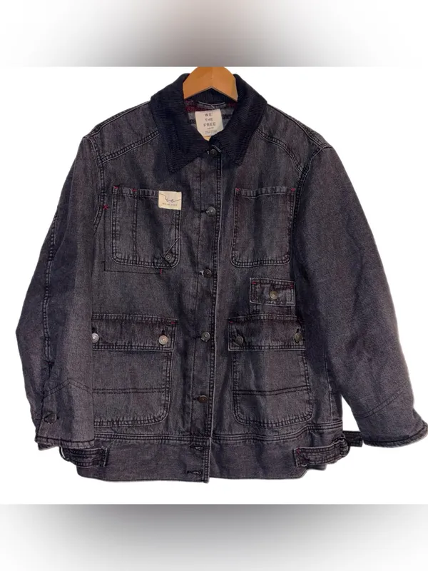 FP We The Free Sweet Talk Denim Barn Coat Black Extra Small New With Tags - Image 2
