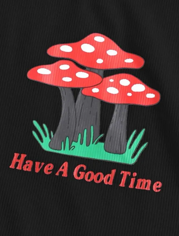 Mushroom Crop Top Black - Image 3