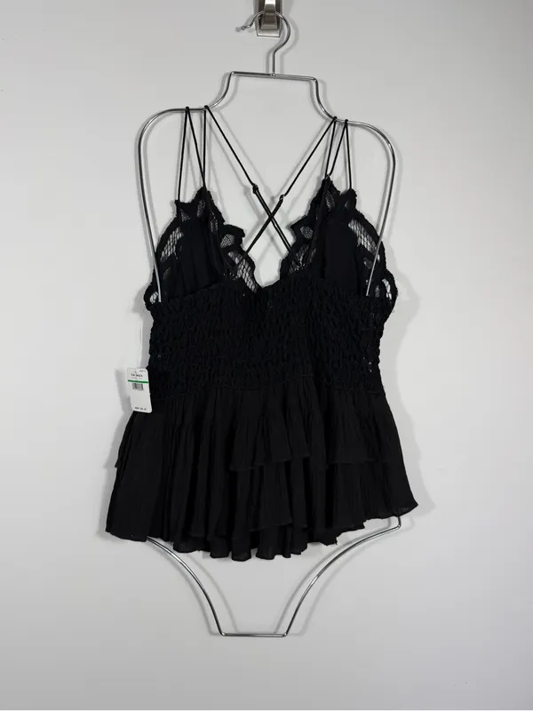 Free People Intimately Black Lace Adella Ruffle Cami Top Size L NWT - Image 2
