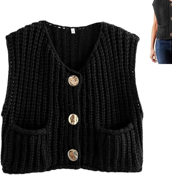 Black Knitted Vest Size XS - Image 2