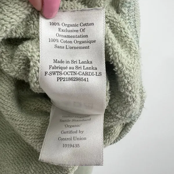 Everlane sage green The Organic Cotton Varsity Cardigan sweater front button XS - Image 5