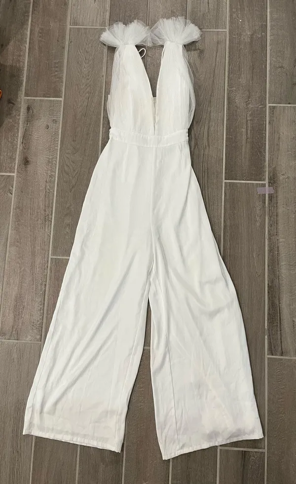 Aakaa White Tulle Jumpsuit - Image 2
