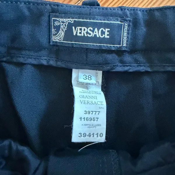 Versace Vintage RARE Y2K Mid-Rise Bootcut Trousers Black Wool Blend Size 38 (US - Image 4